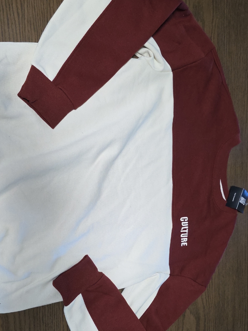 Target Men’s Two-Tone Maroon and Cream Sweater - "Culture"